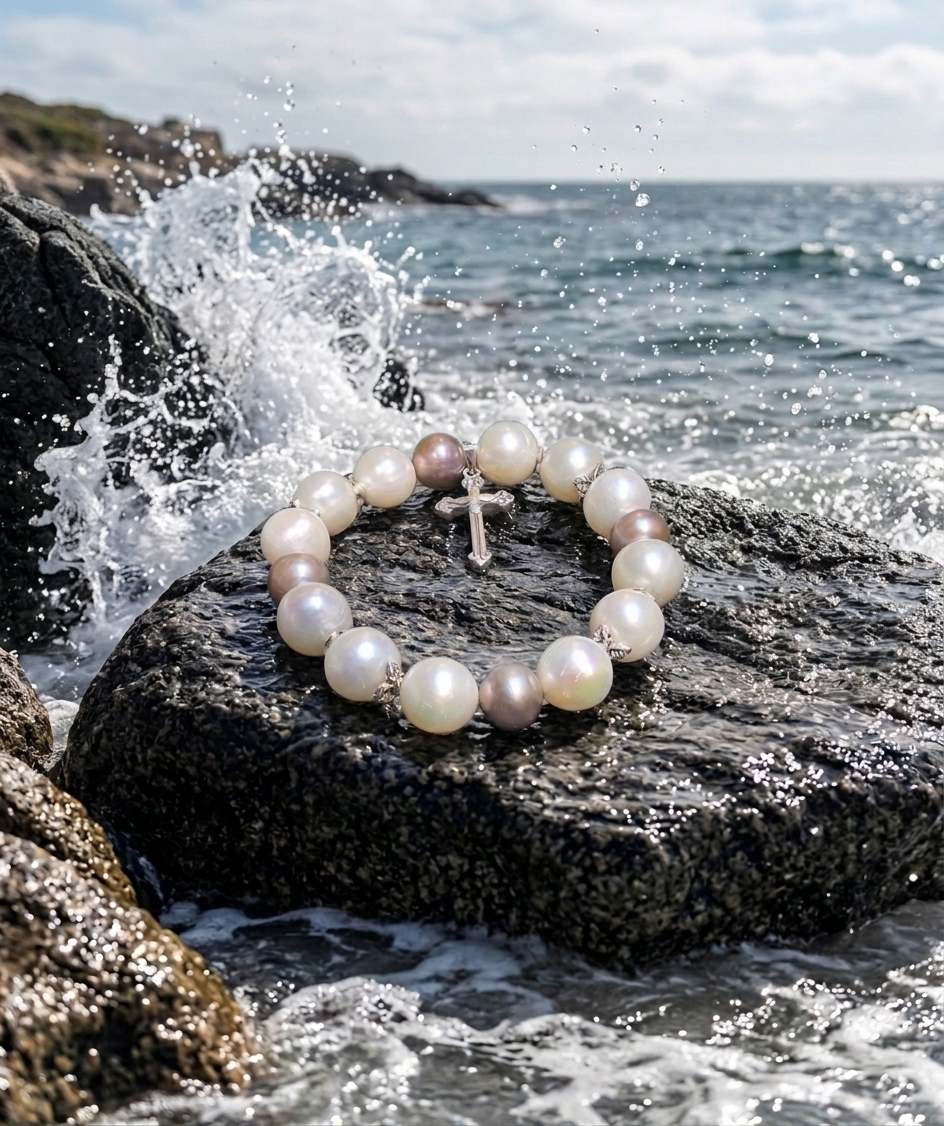 Jordyn II - White and Pink Pearl Bracelet with removable charm