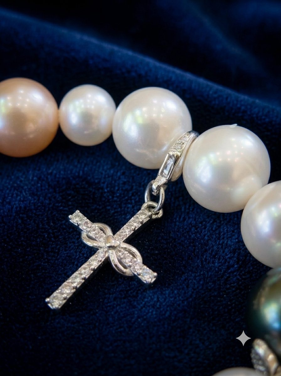 Jordyn II - White and Pink Pearl Bracelet with removable charm